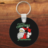 Funny Santa Claus Merry Christmas Holes Sleutelhanger (Voorkant)