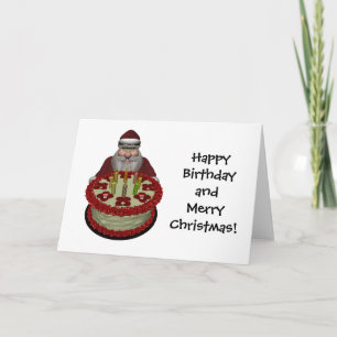 Funny Santa Claus met Birthday Cake Feestdagen Kaart