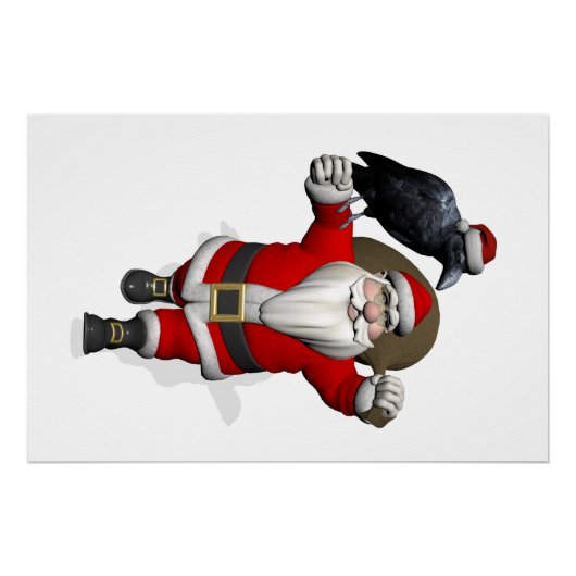 Funny Santa Claus met Common Raven Poster (Voorkant)