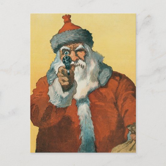 Funny Santa Claus met een kerstPistool Briefkaart (Voorkant)