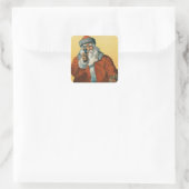Funny Santa Claus met een kerstPistool Vierkante Sticker (Tas)