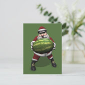 Funny Santa Claus met Giant Melon Feestdagenkaart (Staand voorkant)