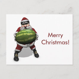 Funny Santa Claus met Giant Melon Feestdagenkaart