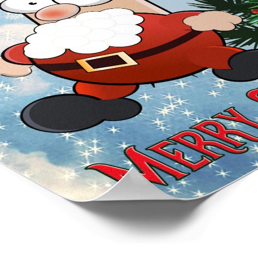 Funny Santa Claus met kerstboom Poster (Hoek)