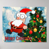 Funny Santa Claus met kerstboom Poster (Voorkant)