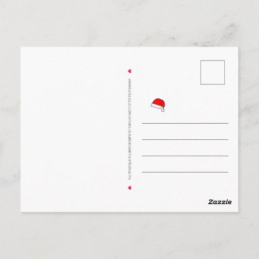 Funny Santa Claus met Te Big Pet kerstHumor Briefkaart (Achterkant)