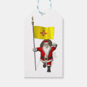 Funny Santa Claus met vlag van New Mexico Cadeaulabel (Voorkant)