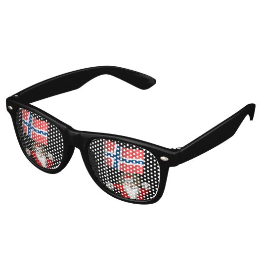 Funny Santa Claus met vlag van Noorwegen Retro Zonnebril (Gekanteld)