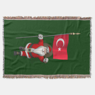 Funny Santa Claus met vlag van Turkije Deken