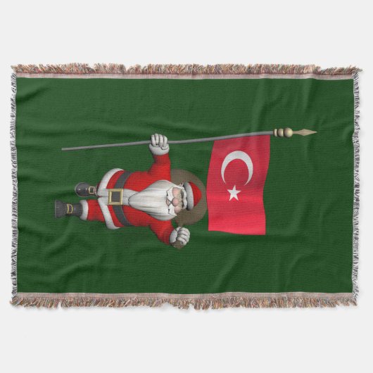 Funny Santa Claus met vlag van Turkije Deken (Voorkant)