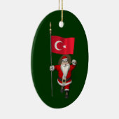 Funny Santa Claus met vlag van Turkije Keramisch Ornament (Rechts)