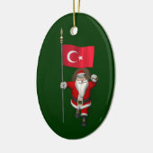 Funny Santa Claus met vlag van Turkije Keramisch Ornament (Links)