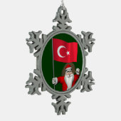 Funny Santa Claus met vlag van Turkije Tin Sneeuwvlok Ornament (Links)