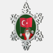 Funny Santa Claus met vlag van Turkije Tin Sneeuwvlok Ornament (Rechts)