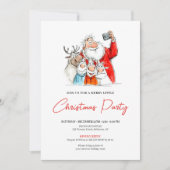 Funny Santa Claus Minimal Christmas Party Invite Kaart (Voorkant)
