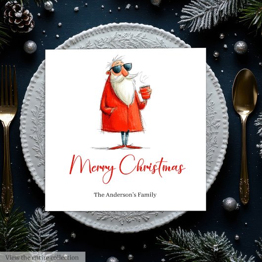 Funny Santa Claus Minimalist Christmas Dinner  Servet