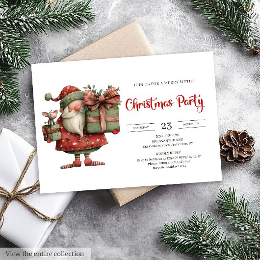 Funny Santa Claus Modern Chic Office Style Invites Kaart