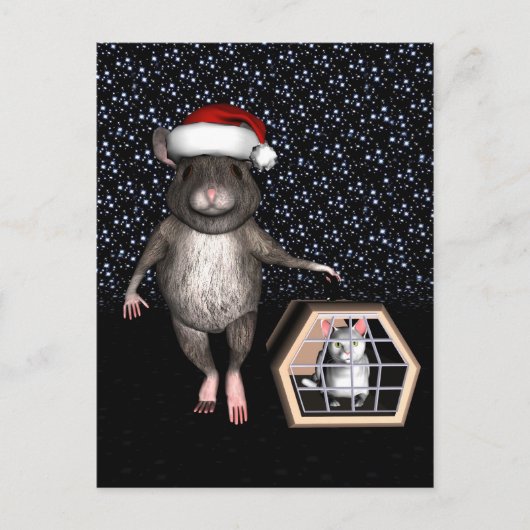 Funny Santa Claus Mouse Feestdagenkaart (Voorkant)