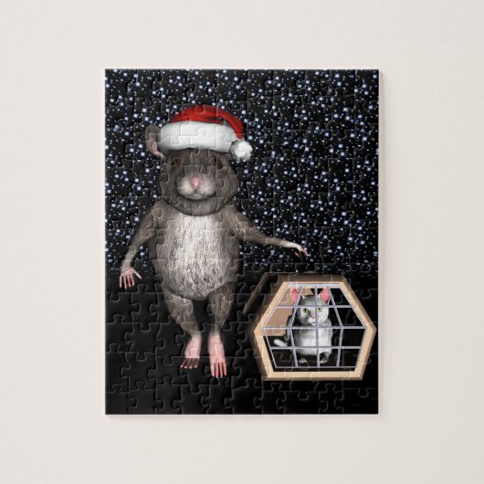 Funny Santa Claus Mouse Legpuzzel (Verticaal)