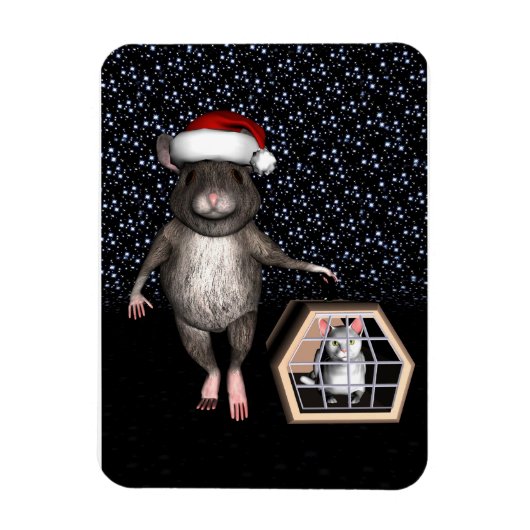 Funny Santa Claus Mouse Magneet (Verticaal)