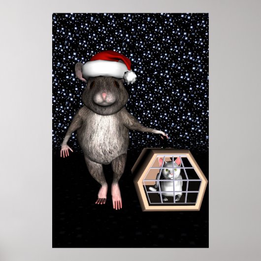 Funny Santa Claus Mouse Poster (Voorkant)