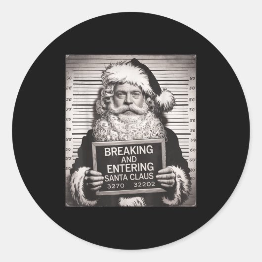 Funny Santa Claus Mugshot Christmas – Santa Xmas  Ronde Sticker (Voorkant)