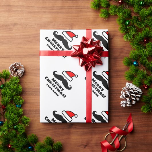 Funny Santa Claus mustache, aangepast kerstfeest  Cadeaupapier (Feestdagen Geschenken)