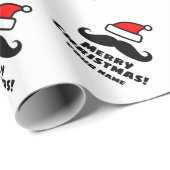 Funny Santa Claus mustache, aangepast kerstfeest  Cadeaupapier (Rol Hoek)