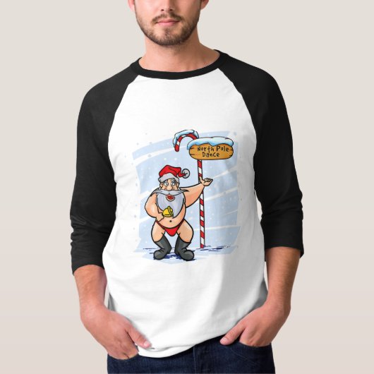 Funny Santa Claus Northpole dansende kerst T-shirt (Voorkant)