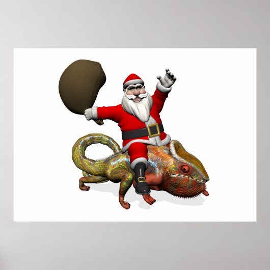 Funny Santa Claus op de grote Panther Chameleon Poster (Voorkant)