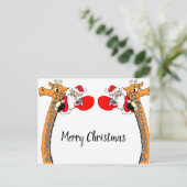 Funny Santa Claus op Giraffe Kerst Briefkaart (Staand voorkant)