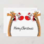 Funny Santa Claus op Giraffe Kerst Briefkaart (Voorkant / Achterkant)