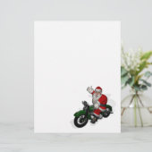 Funny Santa Claus op groene  motorfiets (Staand voorkant)