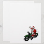Funny Santa Claus op groene  motorfiets (Voorkant / Achterkant)