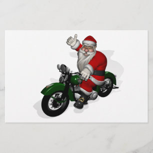 Funny Santa Claus op groene  motorfiets Briefpapier