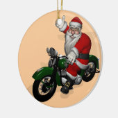 Funny Santa Claus op groene  motorfiets Keramisch Ornament (Links)