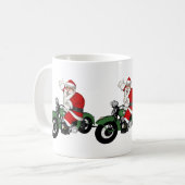 Funny Santa Claus op groene  motorfiets Koffiemok (Voorkant links)