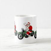 Funny Santa Claus op groene  motorfiets Koffiemok (Center)