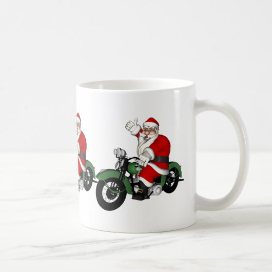 Funny Santa Claus op groene  motorfiets Koffiemok (Rechts)