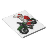 Funny Santa Claus op groene  motorfiets Notitieblok (Schuin)