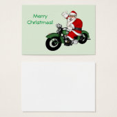 Funny Santa Claus op groene  motorfiets Visitekaartje (Voorkant /achterkant)