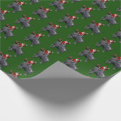 Funny Santa Claus op Rhino Rhinoceros Cadeaupapier (Hoek)