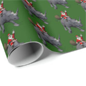 Funny Santa Claus op Rhino Rhinoceros Cadeaupapier (Rol Hoek)