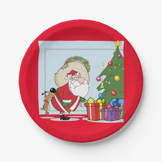 Funny Santa Claus Paper-Borden Papieren Bordje (Voorkant)