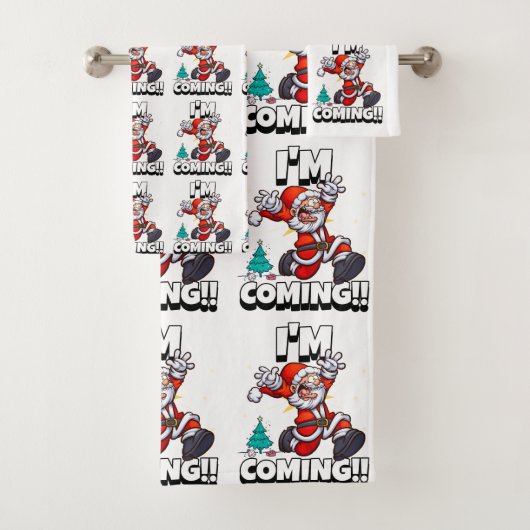 Funny Santa Claus Pattern Humoureuze Kerstmis Bad Handdoek (Insitu)
