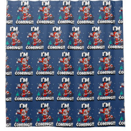 Funny Santa Claus Pattern Humoureuze Kerstmis Douchegordijn