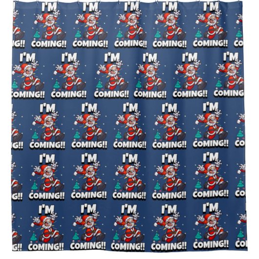 Funny Santa Claus Pattern Humoureuze Kerstmis Douchegordijn (Voorkant)