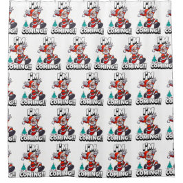 Funny Santa Claus Pattern Humoureuze Kerstmis Douchegordijn