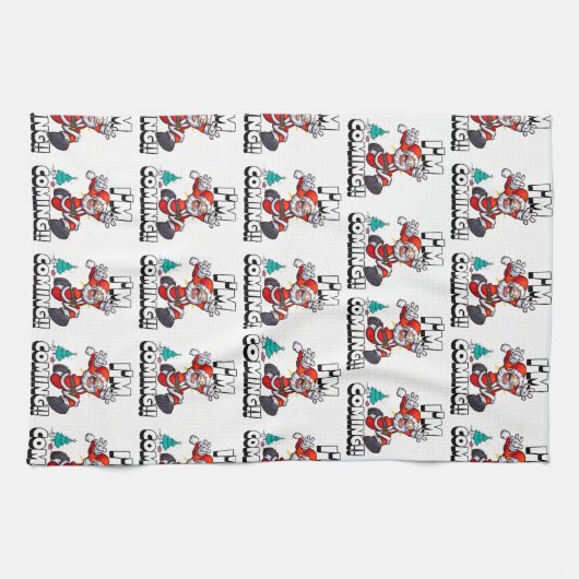 Funny Santa Claus Pattern Humoureuze Kerstmis Theedoek (Horizontaal)