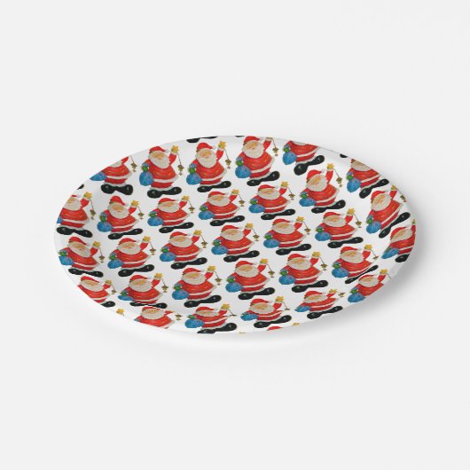 Funny Santa Claus Pattern Papieren Bordje (Gekanteld)
